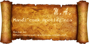 Manácsek Apollónia névjegykártya
